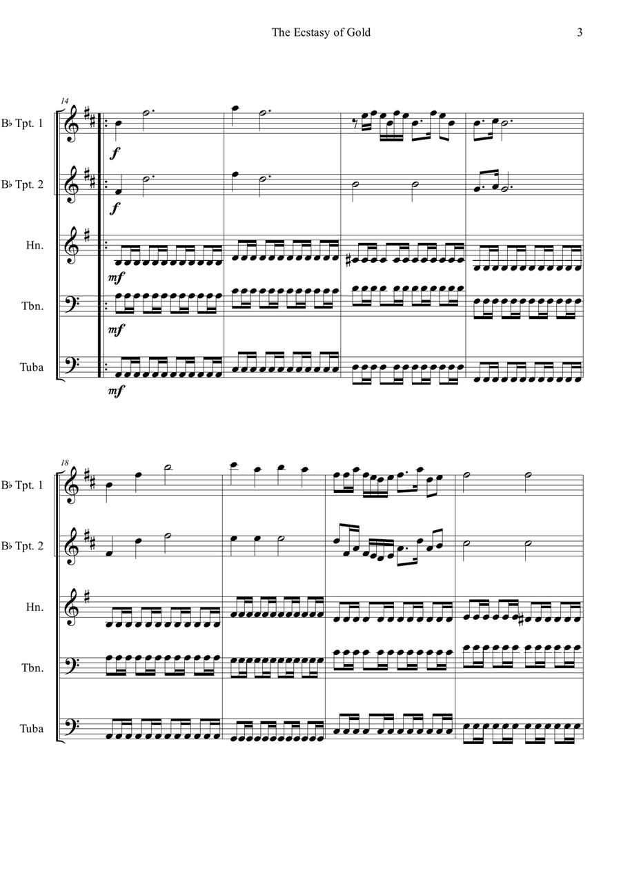 The Ecstasy Of Gold The Ecstasy Of Gold Brass Quintet scores gallery preview page 3