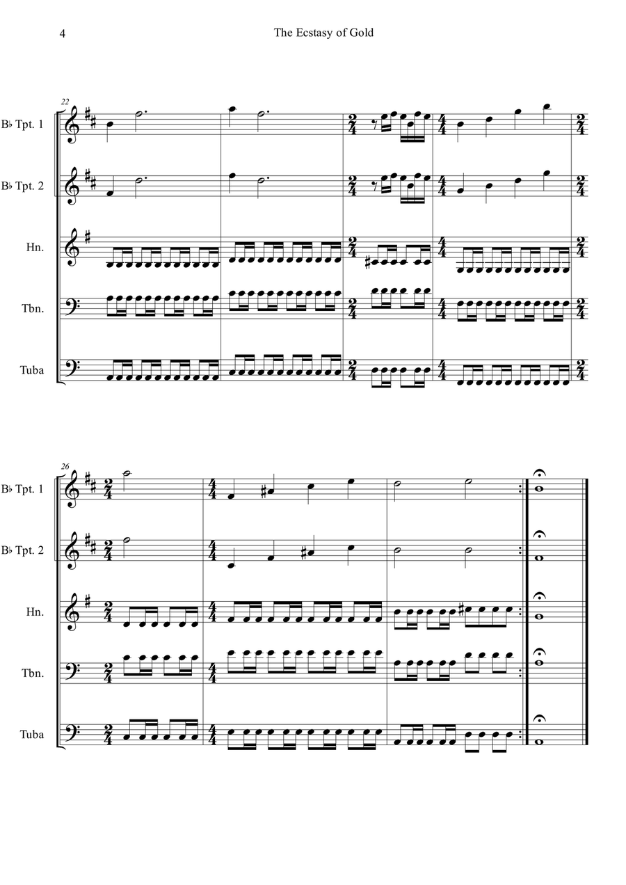 The Ecstasy Of Gold The Ecstasy Of Gold Brass Quintet scores gallery preview page 4