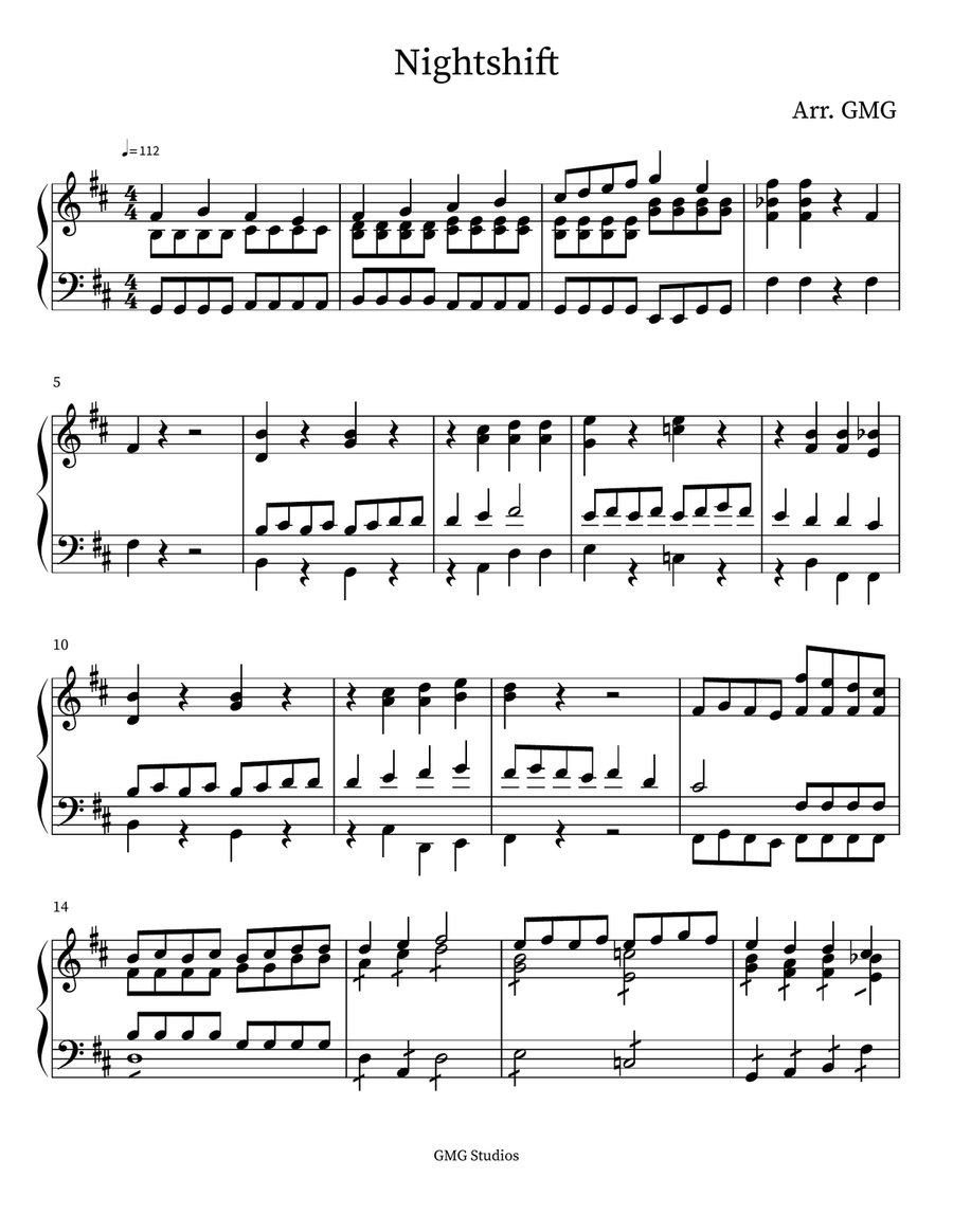 Nightshift Nightshift Piano scores gallery preview page 1