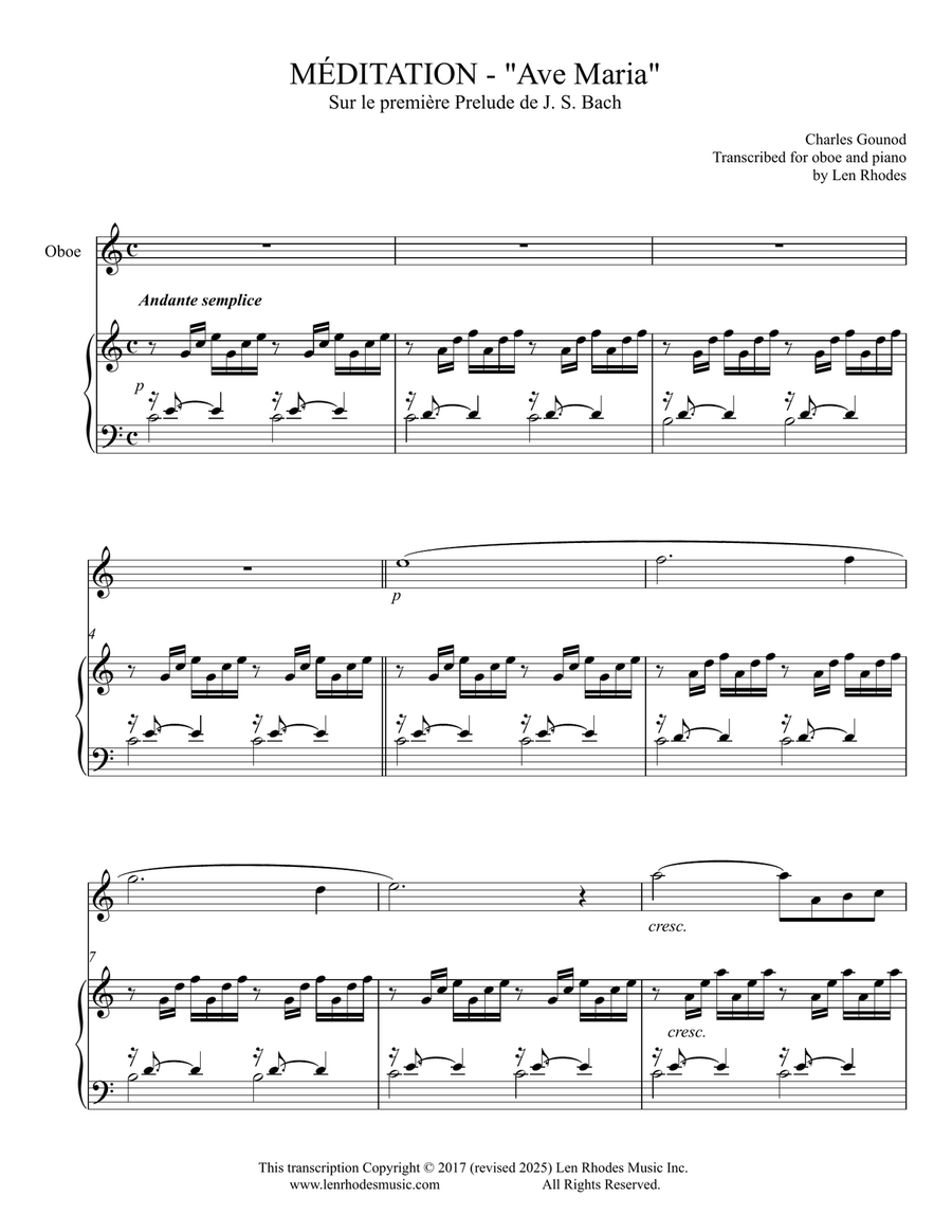 Ave Maria - Oboe and Piano Piano scores gallery preview page 1