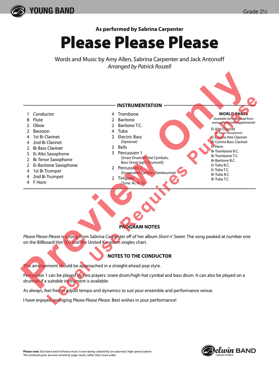 Please Please Please Please Please Please Concert Band scores gallery preview page 2
