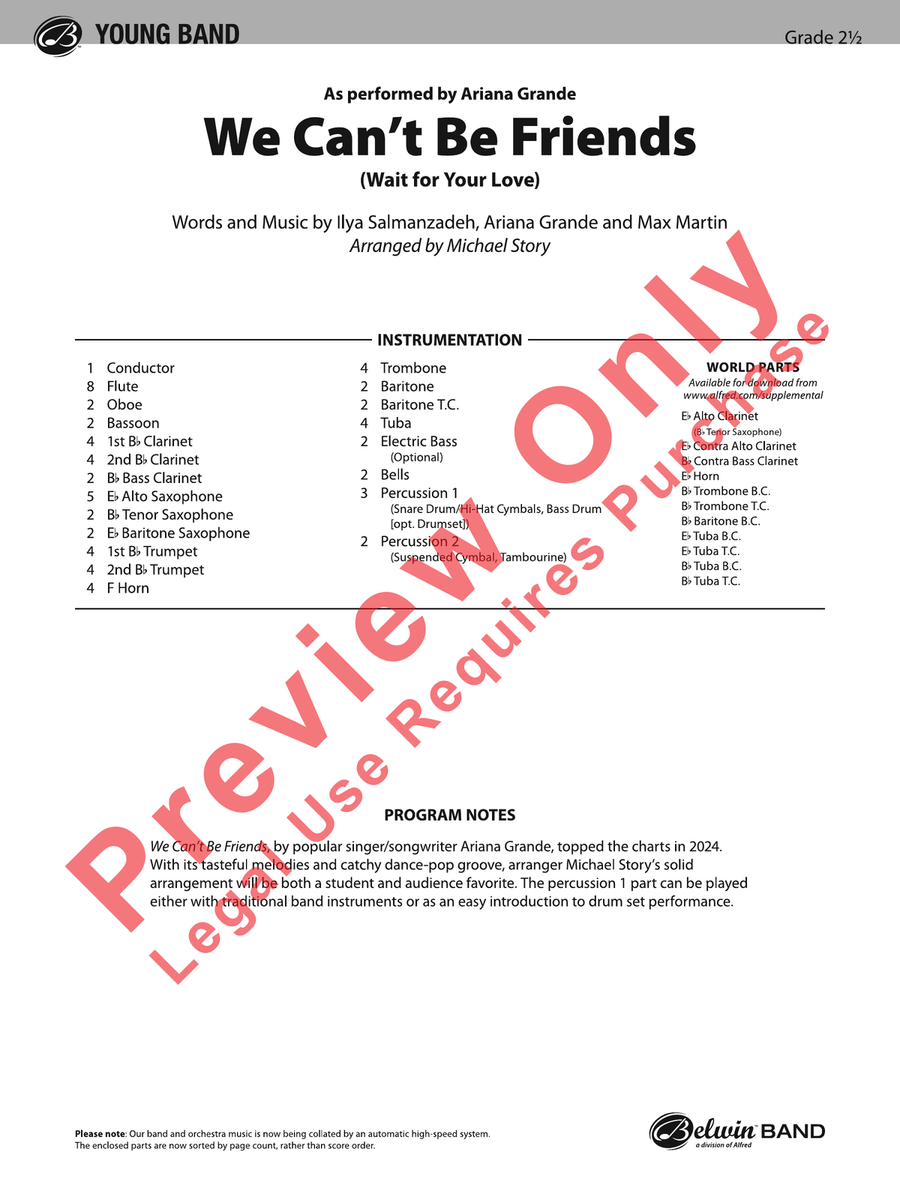 We Can't Be Friends Concert Band scores gallery preview page 2