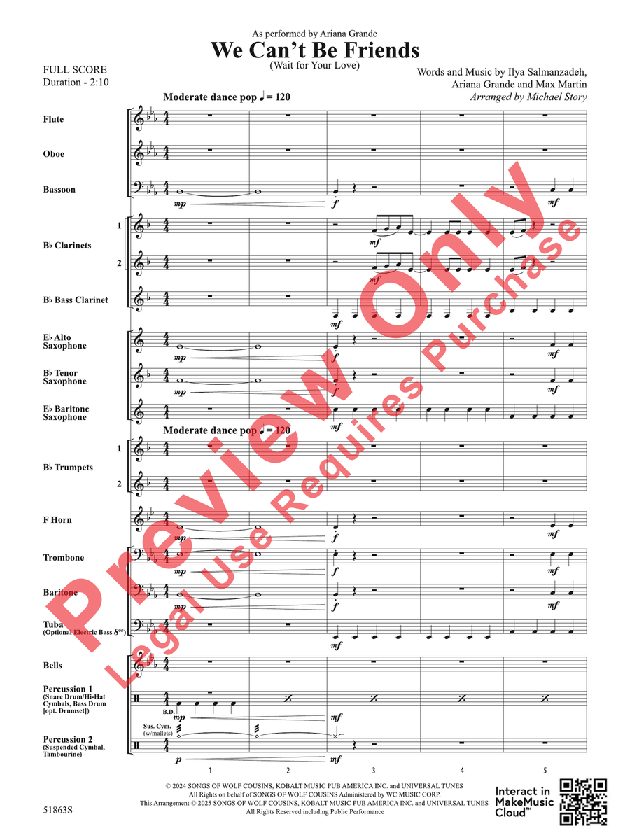 We Can't Be Friends Concert Band scores gallery preview page 3