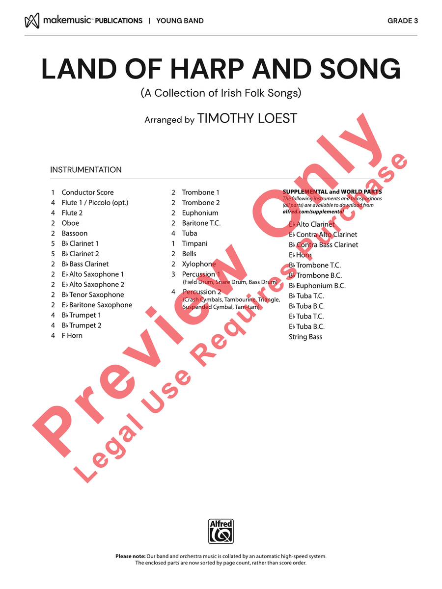 Land of Harp and Song Concert Band scores gallery preview page 2