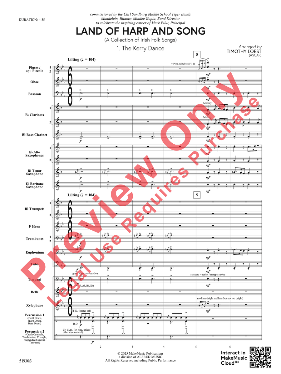 Land of Harp and Song Concert Band scores gallery preview page 5