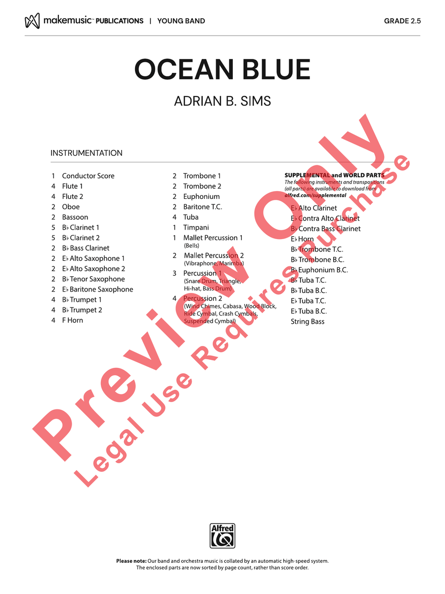 Ocean Blue Ocean Blue Concert Band scores gallery preview page 2
