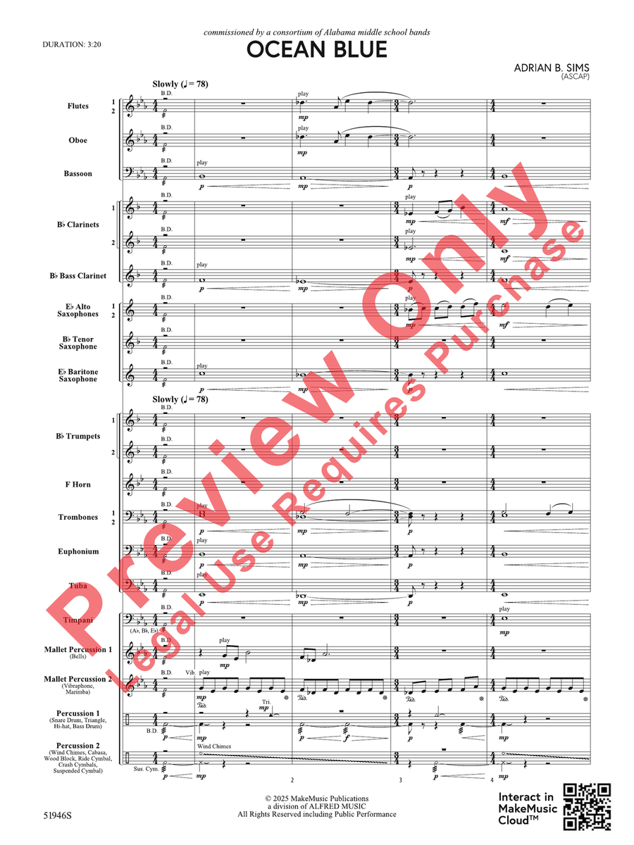 Ocean Blue Ocean Blue Concert Band scores gallery preview page 4
