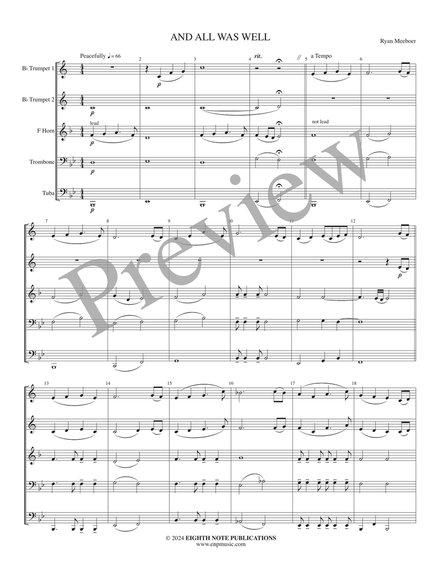 And All Was Well And All Was Well Brass Quintet scores gallery preview page 3