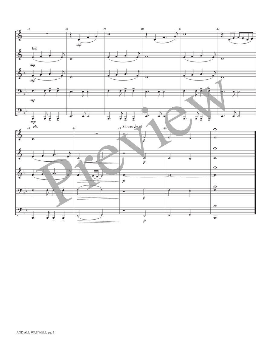 And All Was Well And All Was Well Brass Quintet scores gallery preview page 5