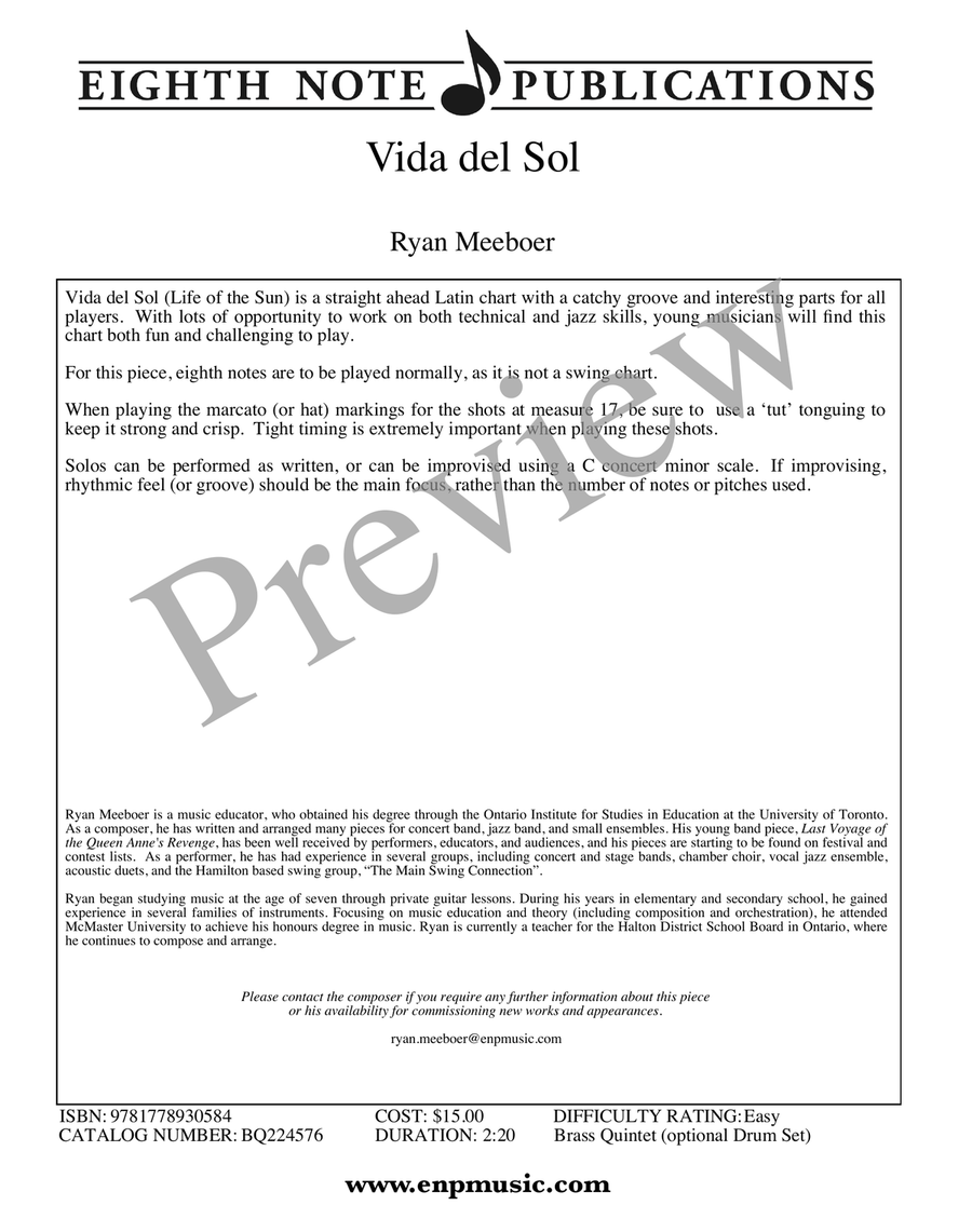 Vida del Sol Vida del Sol Small Ensemble scores gallery preview page 2