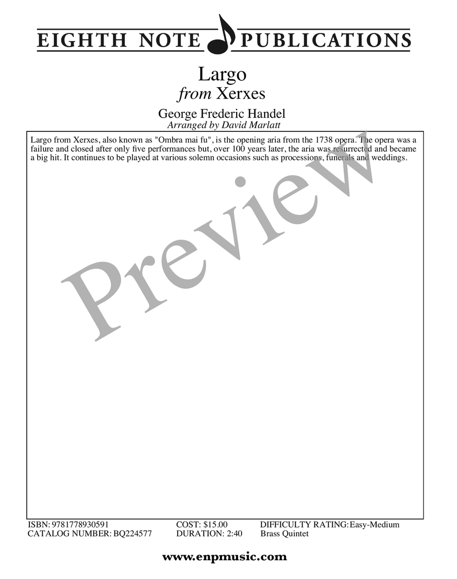Largo from Xerxes Brass Quintet scores gallery preview page 2