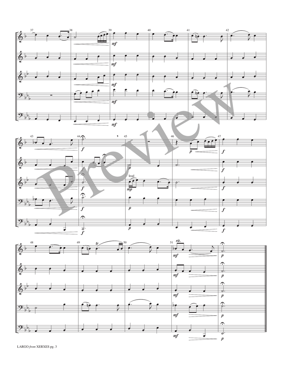 Largo from Xerxes Brass Quintet scores gallery preview page 5