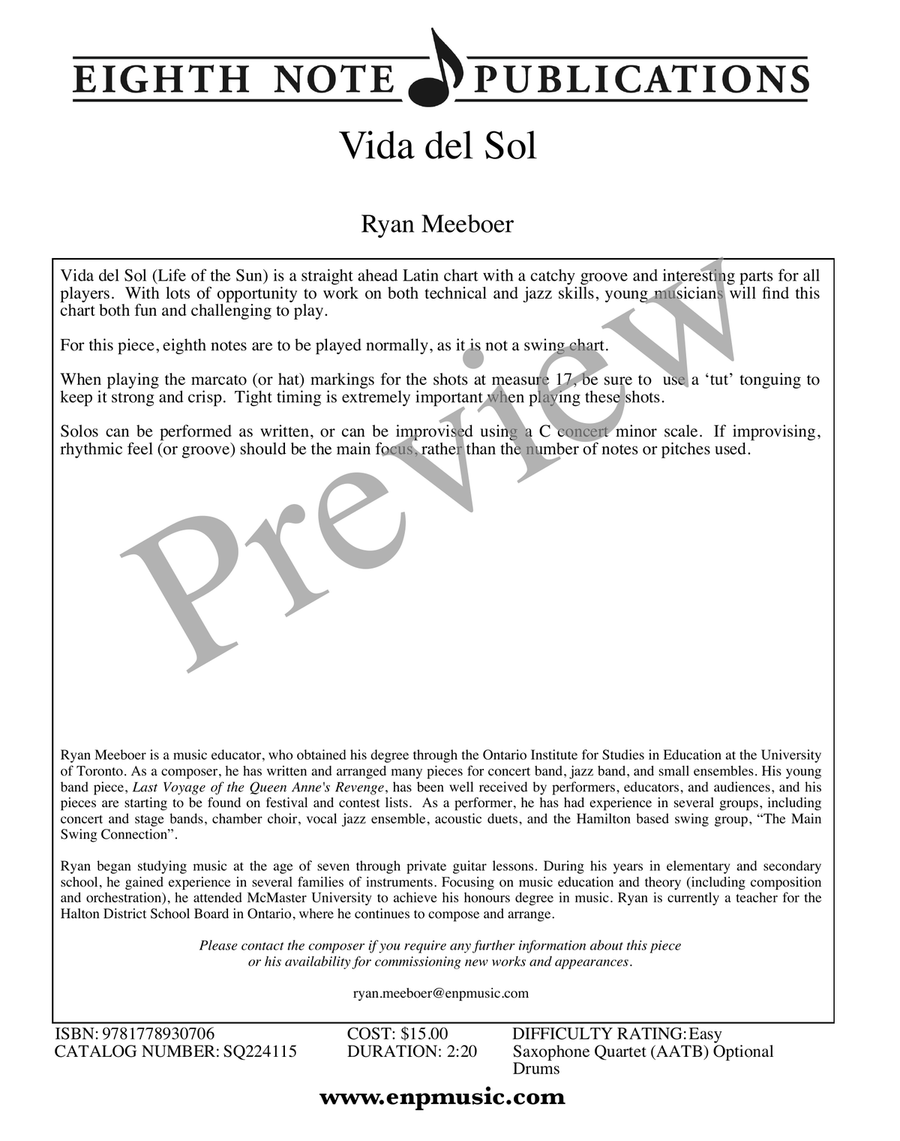 Vida del Sol Vida del Sol Small Ensemble scores gallery preview page 2