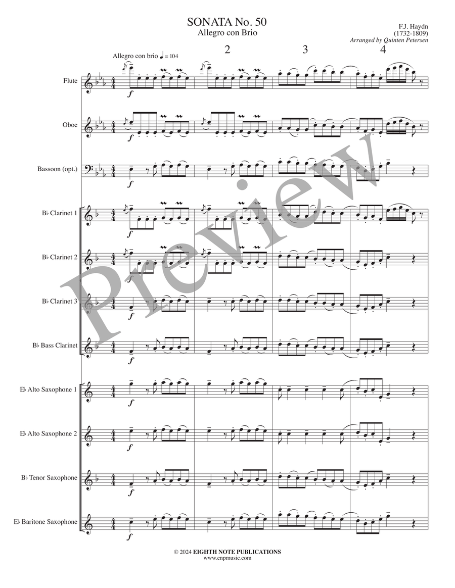 Sonata No. 50 - Allegro con Brio Woodwind Ensemble scores gallery preview page 3