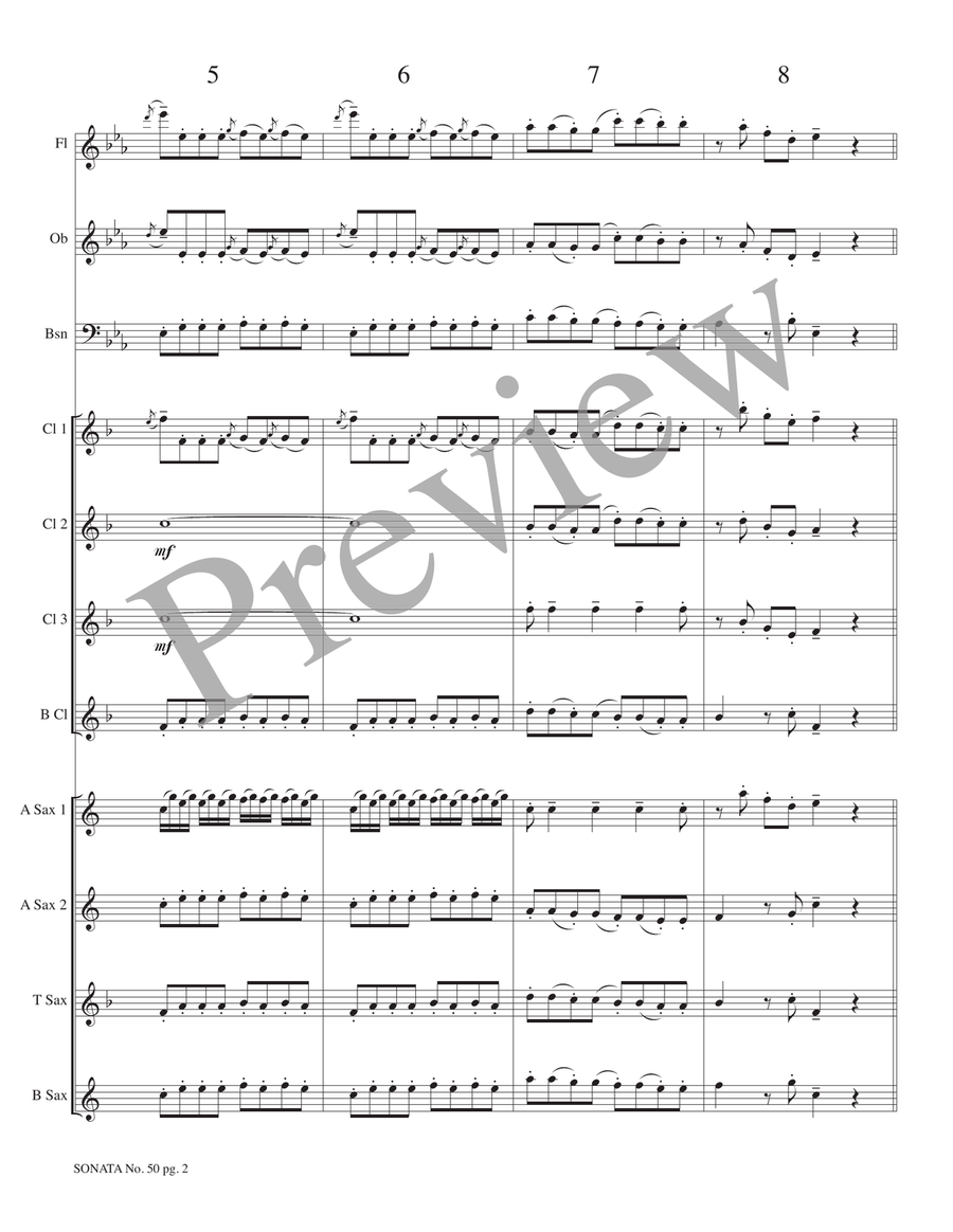Sonata No. 50 - Allegro con Brio Woodwind Ensemble scores gallery preview page 4