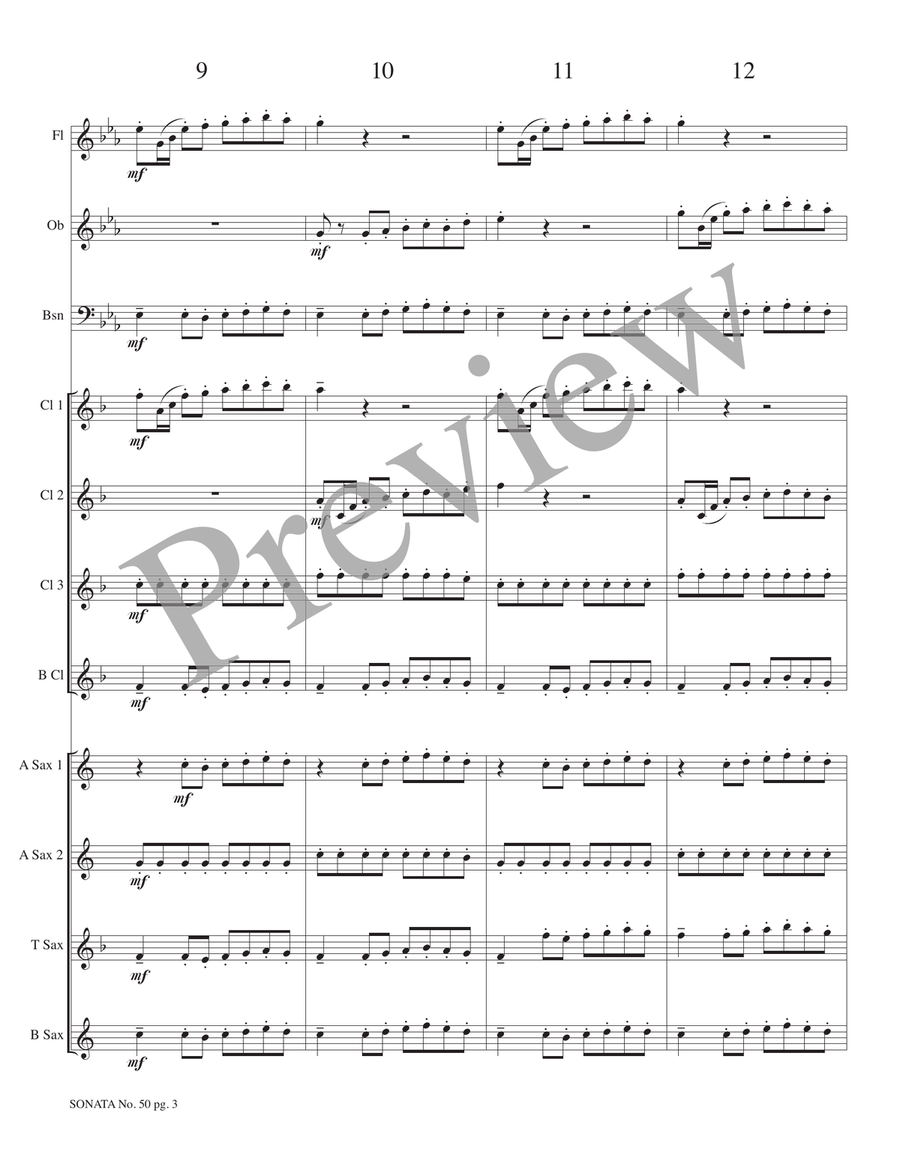 Sonata No. 50 - Allegro con Brio Woodwind Ensemble scores gallery preview page 5