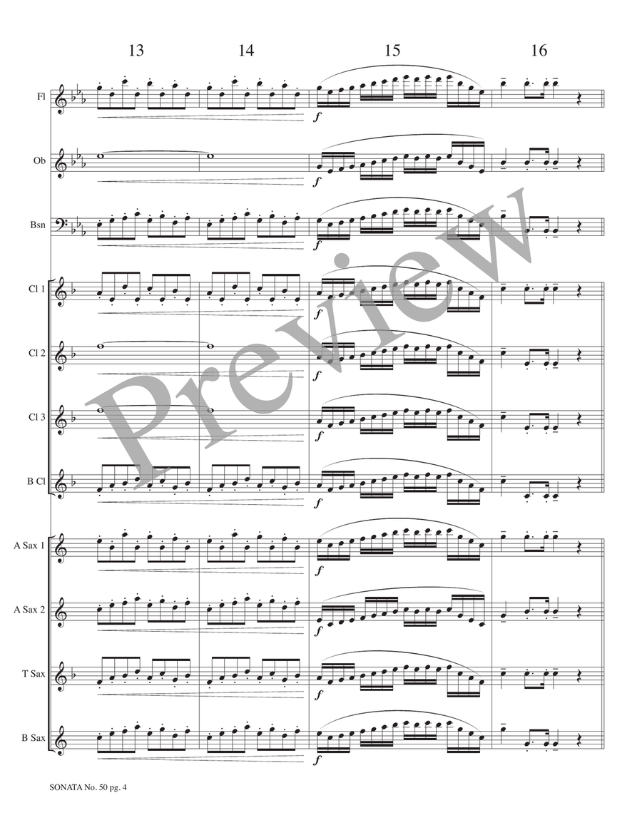 Sonata No. 50 - Allegro con Brio Woodwind Ensemble scores gallery preview page 6