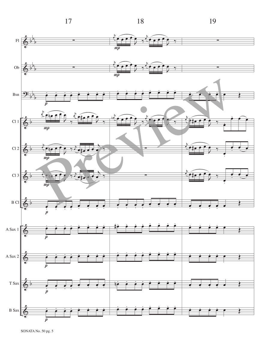 Sonata No. 50 - Allegro con Brio Woodwind Ensemble scores gallery preview page 7
