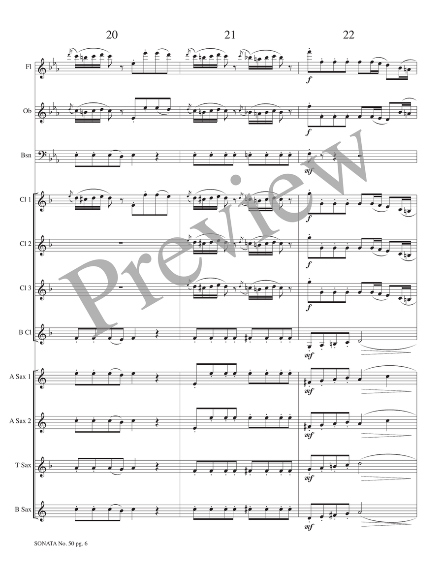 Sonata No. 50 - Allegro con Brio Woodwind Ensemble scores gallery preview page 8