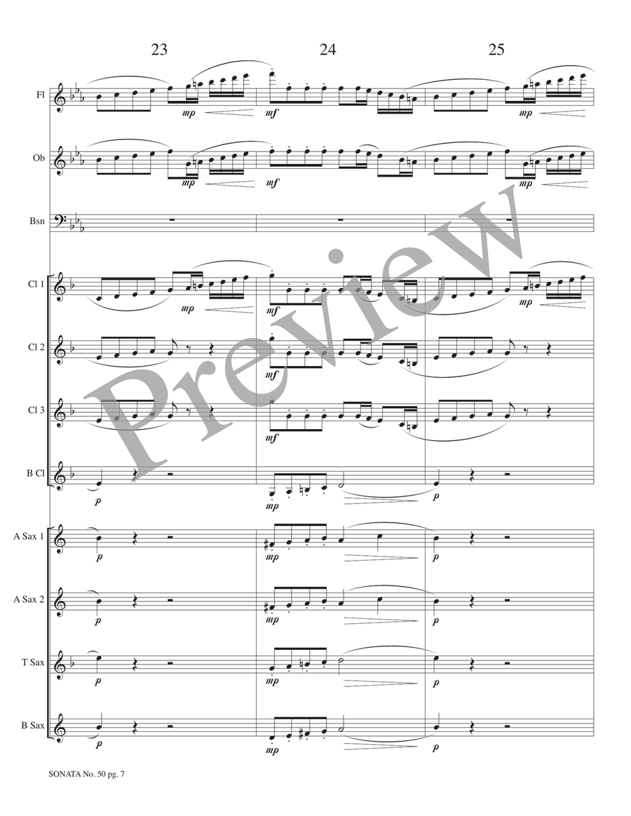 Sonata No. 50 - Allegro con Brio Woodwind Ensemble scores gallery preview page 9