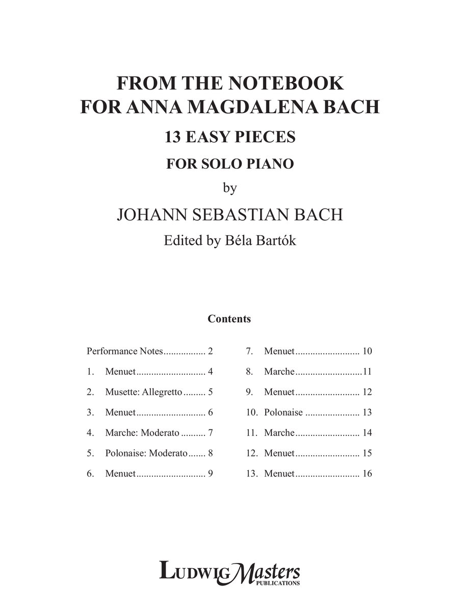 From the Notebook (Little Clavierbook) for Anna Magdalena Bach: 13 Easy Pieces (ed. Bartok) Harpsichord scores gallery preview page 3
