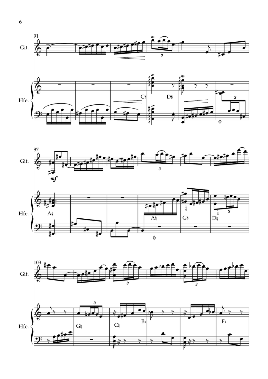 La Vida Breve: Spanish Dance (Danza española No.1) arr. for harp & guitar Chamber Music scores gallery preview page 6
