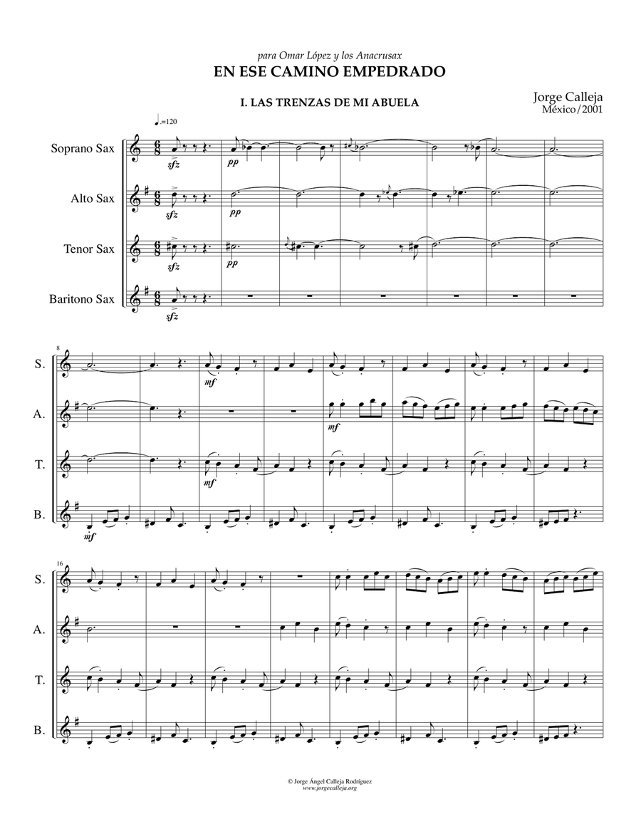 En Ese Camino Empedrado Saxophone Quartet scores gallery preview page 2