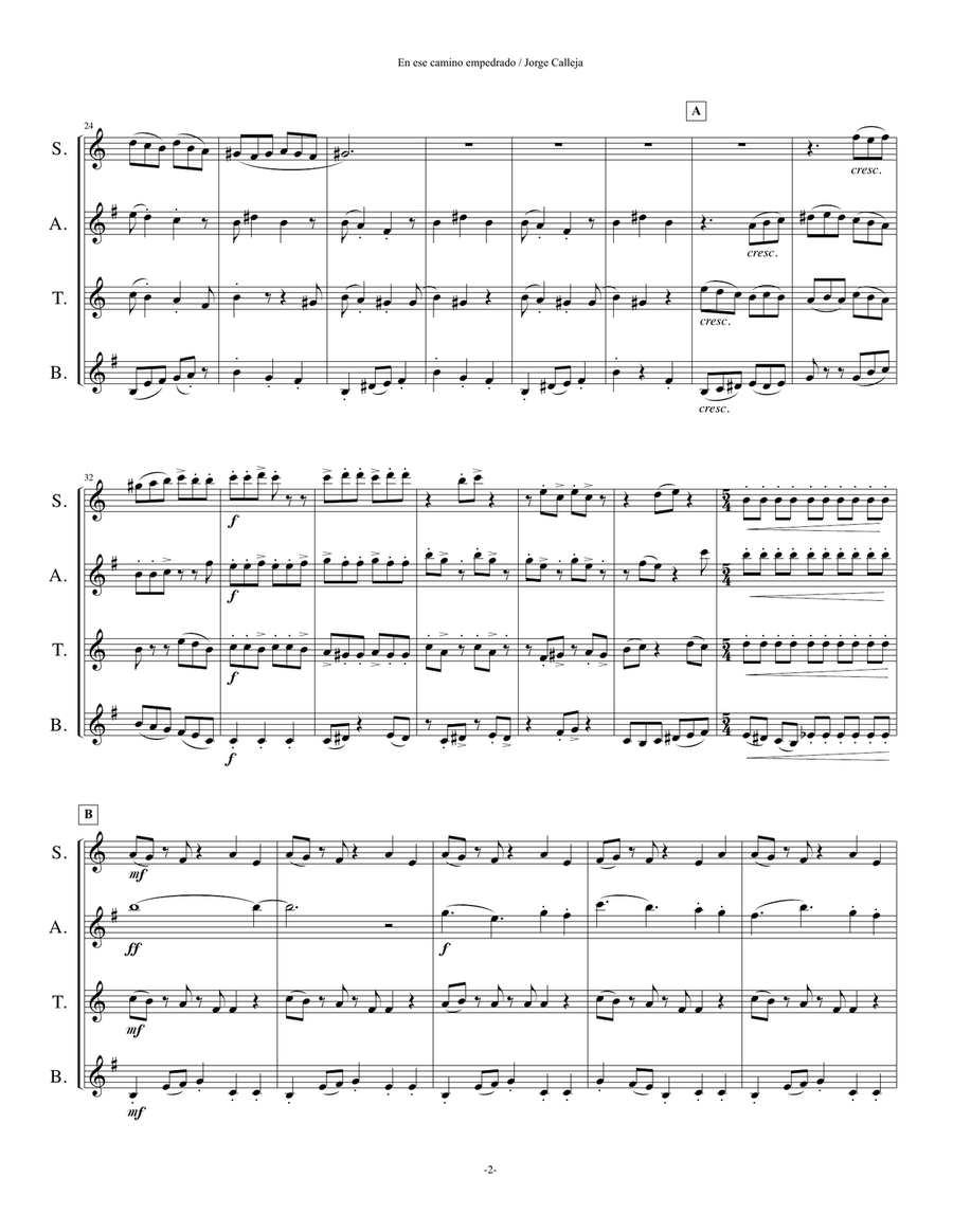 En Ese Camino Empedrado Saxophone Quartet scores gallery preview page 3