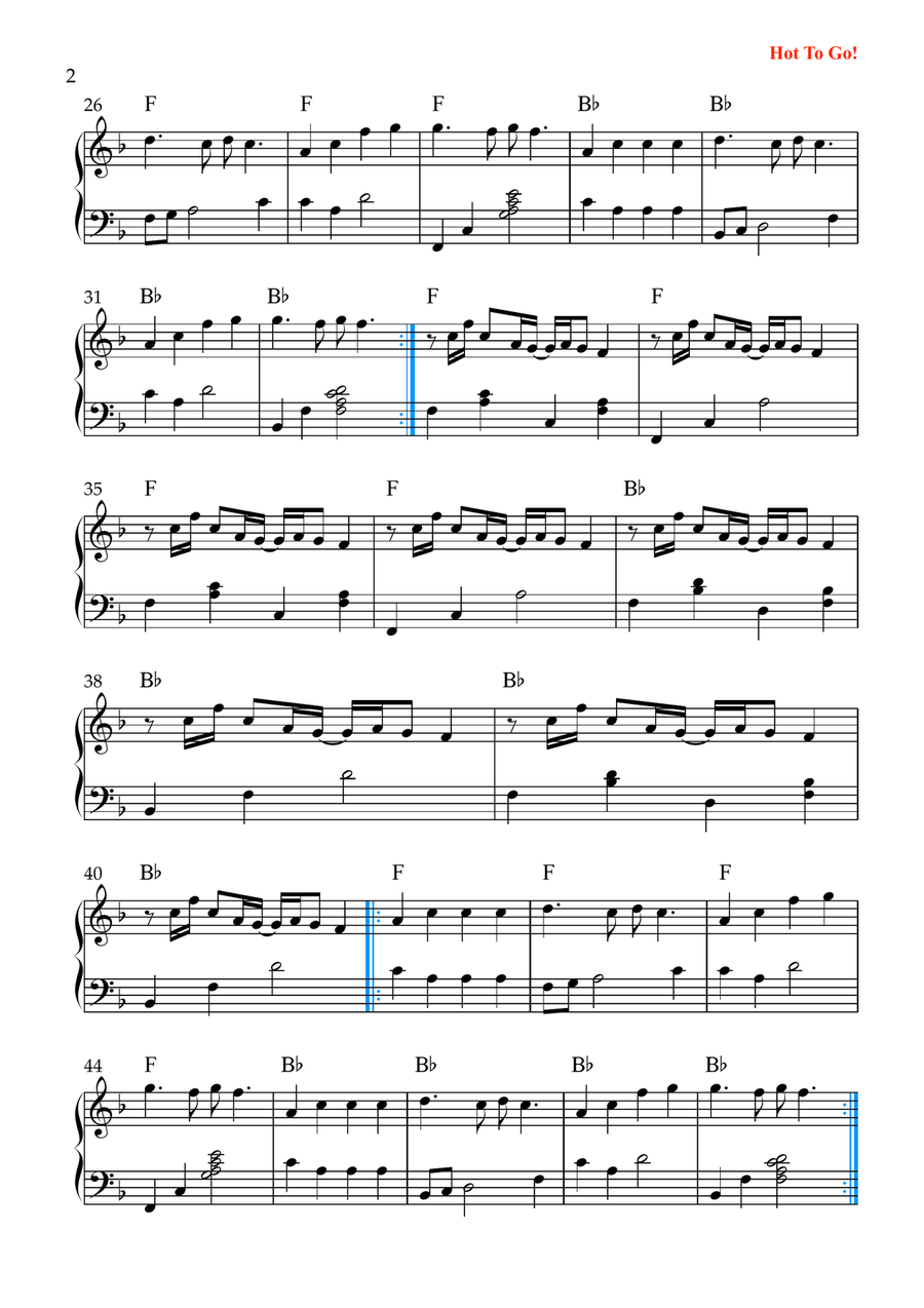 Hot To Go! Hot To Go! Easy Piano scores gallery preview page 2