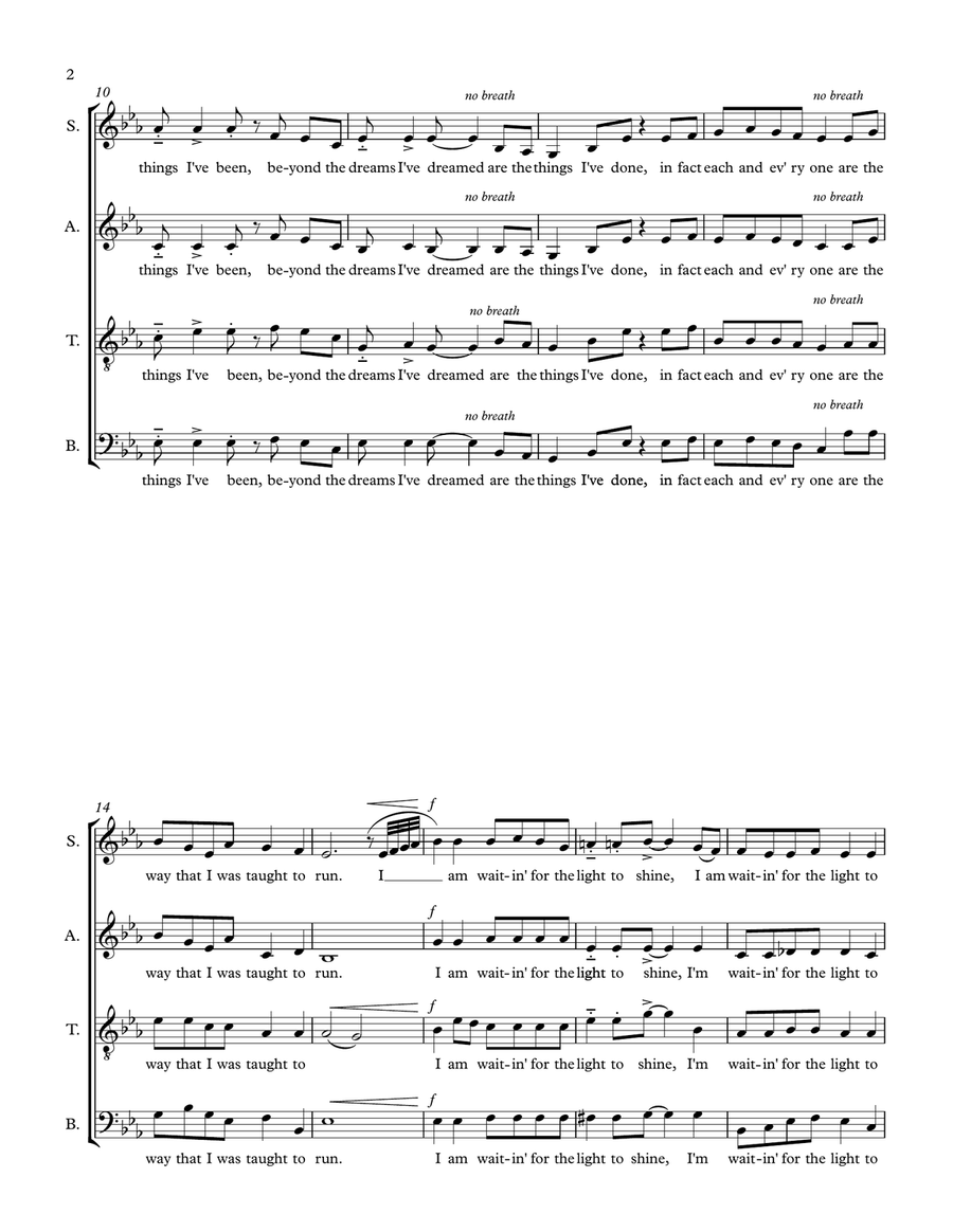 Waitin' For The Light To Shine 4-Part scores gallery preview page 2