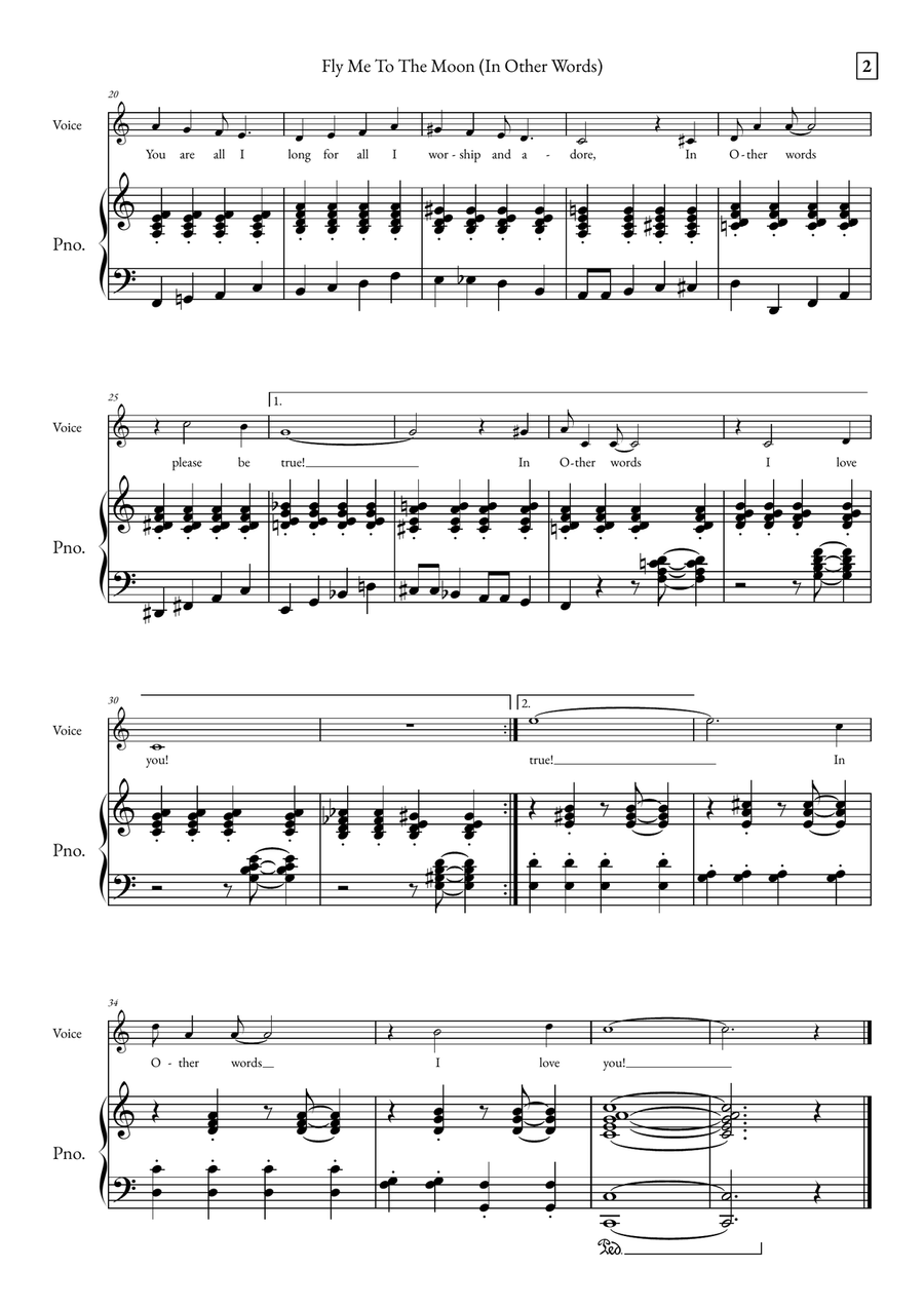 Fly Me To The Moon (In Other Words) Piano scores gallery preview page 2
