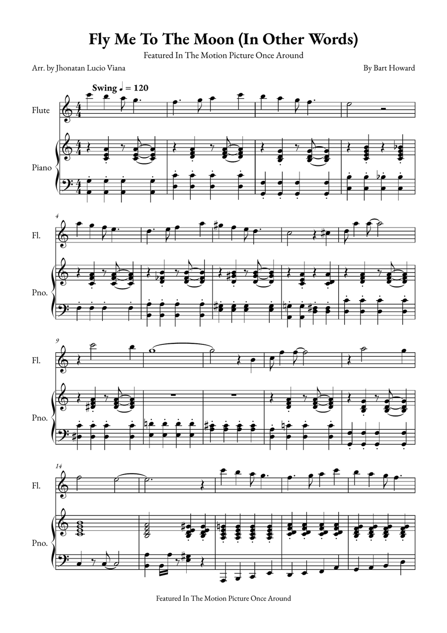 Fly Me To The Moon (In Other Words) Flute scores gallery preview page 1