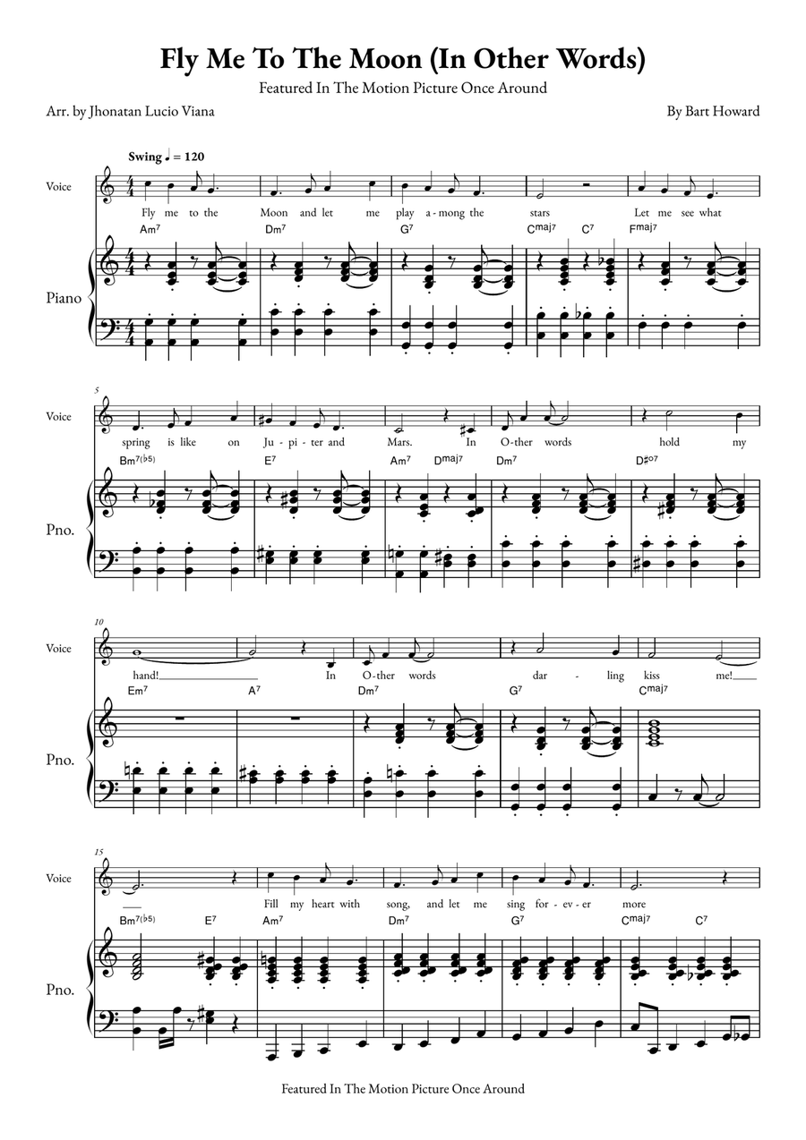 Fly Me To The Moon (In Other Words) Piano scores gallery preview page 1