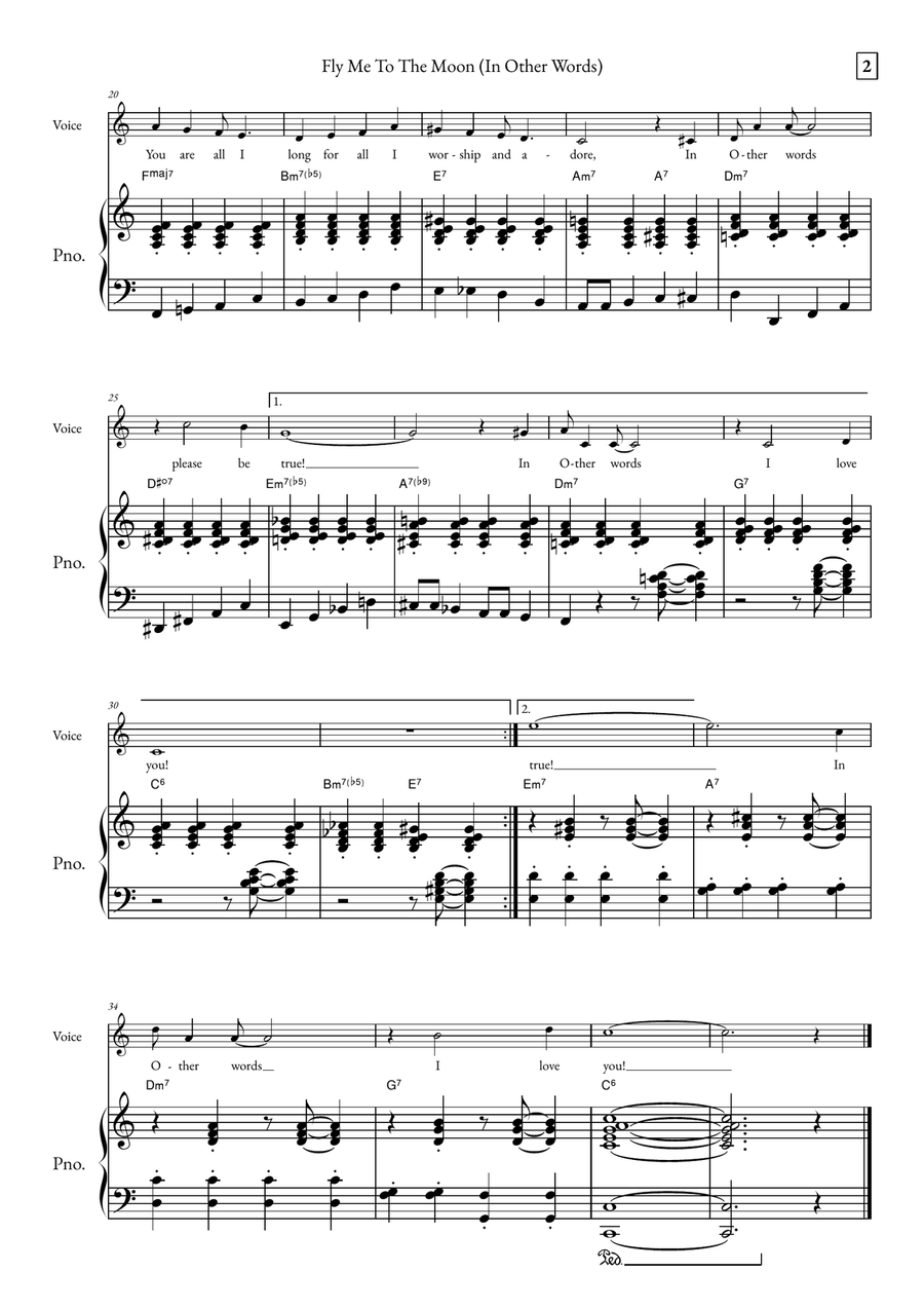 Fly Me To The Moon (In Other Words) Piano scores gallery preview page 2