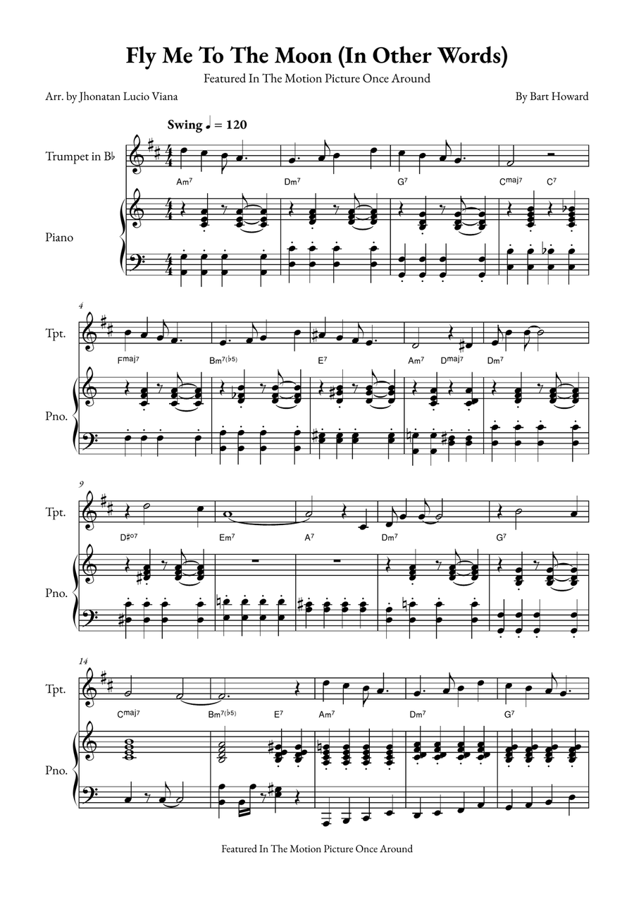 Fly Me To The Moon (In Other Words) B-Flat Trumpet scores gallery preview page 1