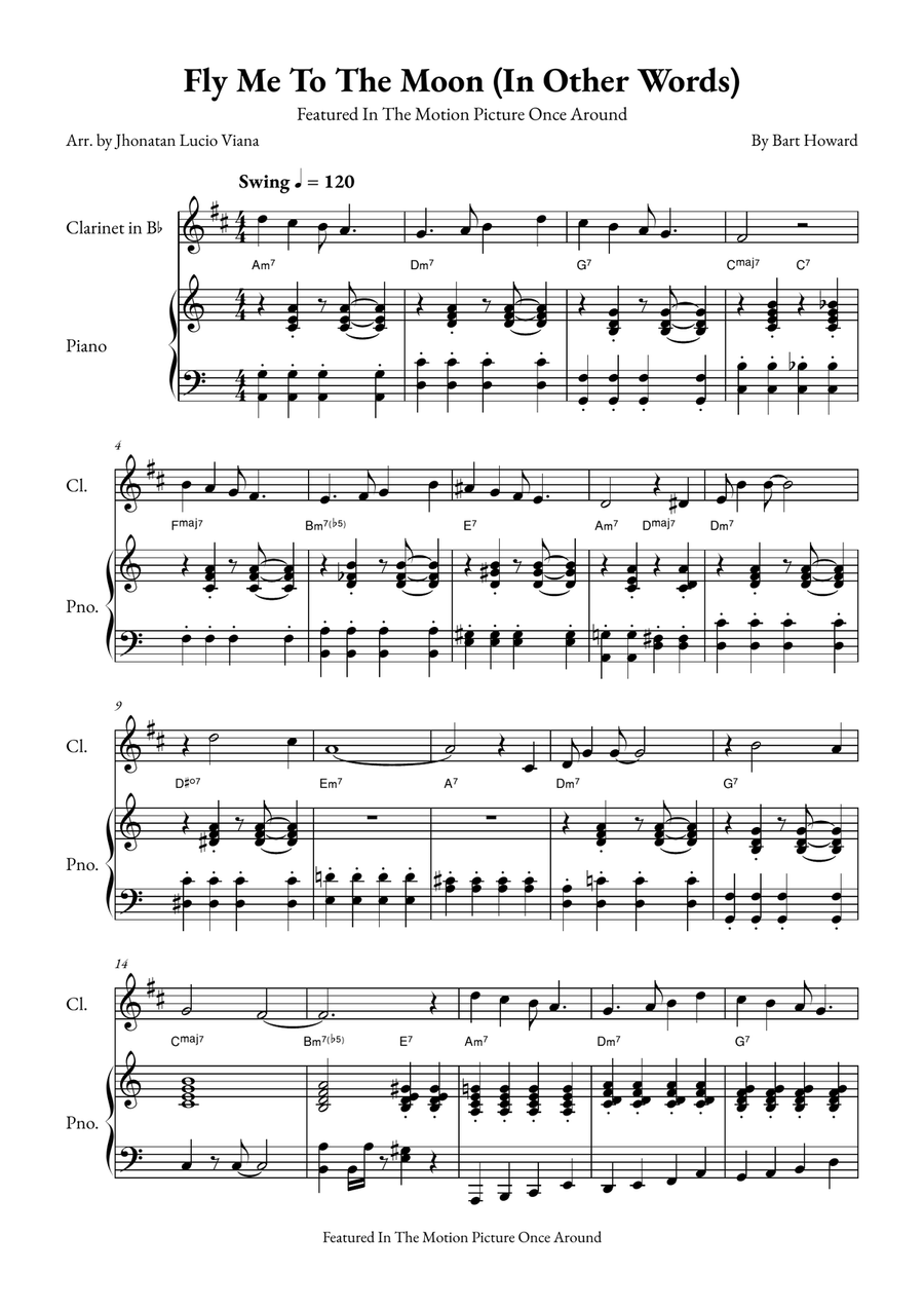 Fly Me To The Moon (In Other Words) B-Flat Clarinet scores gallery preview page 1