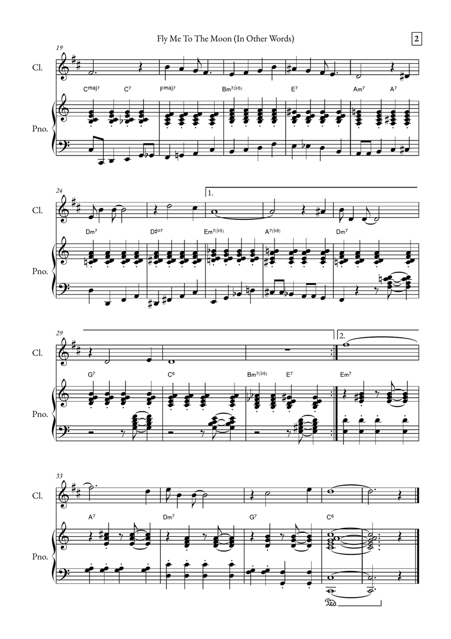 Fly Me To The Moon (In Other Words) B-Flat Clarinet scores gallery preview page 2