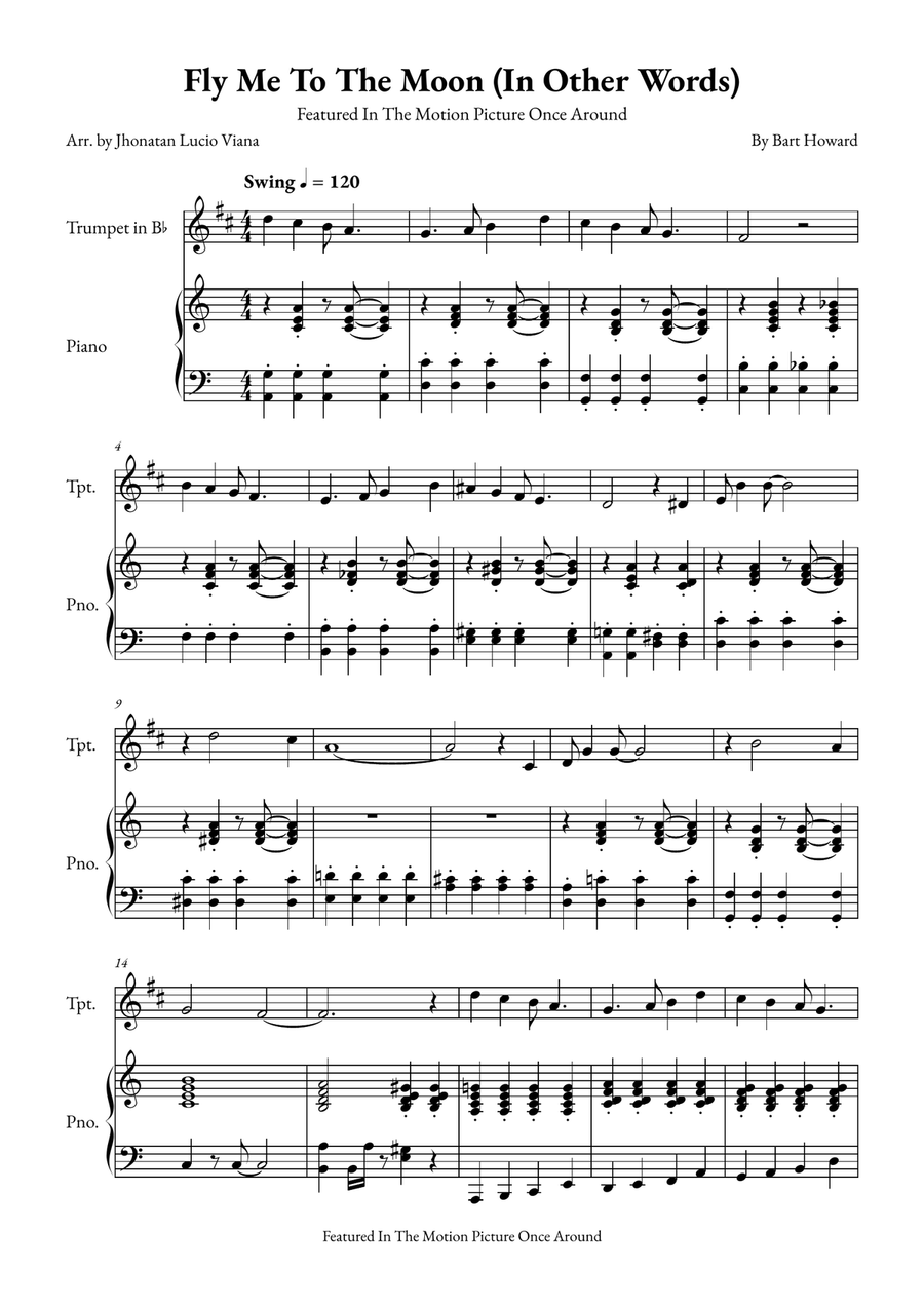 Fly Me To The Moon (In Other Words) B-Flat Trumpet scores gallery preview page 1