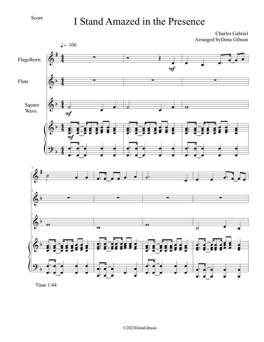 I Stand Amazed in the Presence Flute scores gallery preview page 1