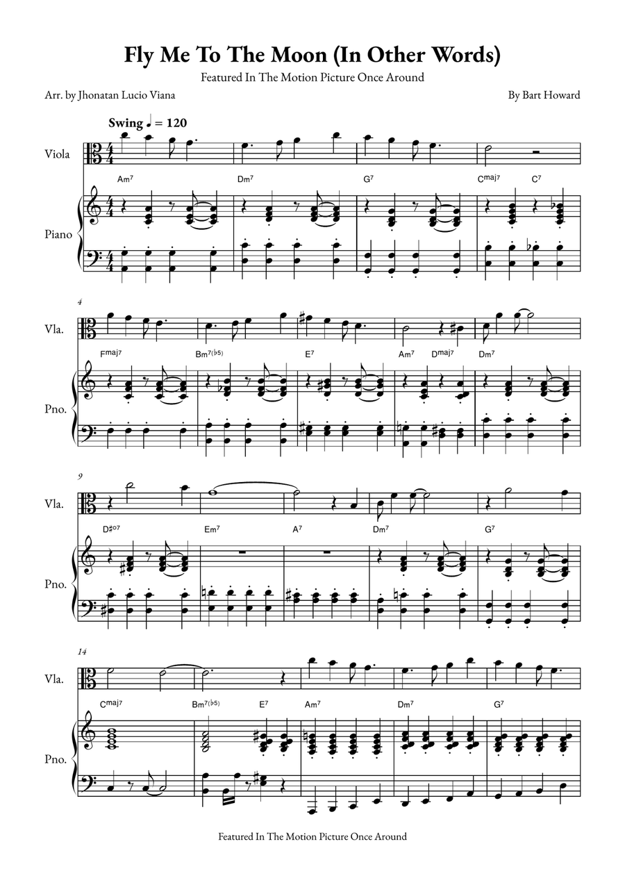 Fly Me To The Moon (In Other Words) Viola scores gallery preview page 1
