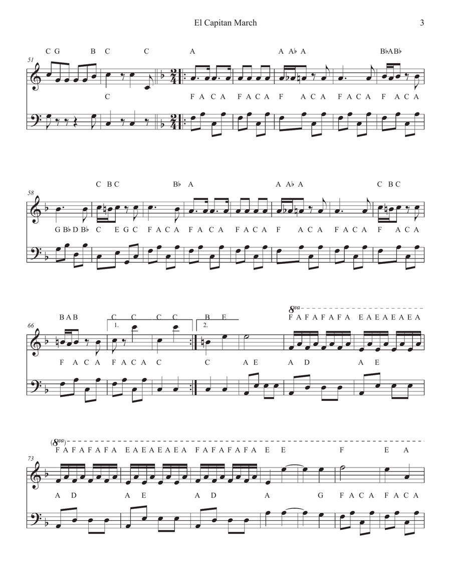 El Capitan March for Piano Easy Piano scores gallery preview page 3