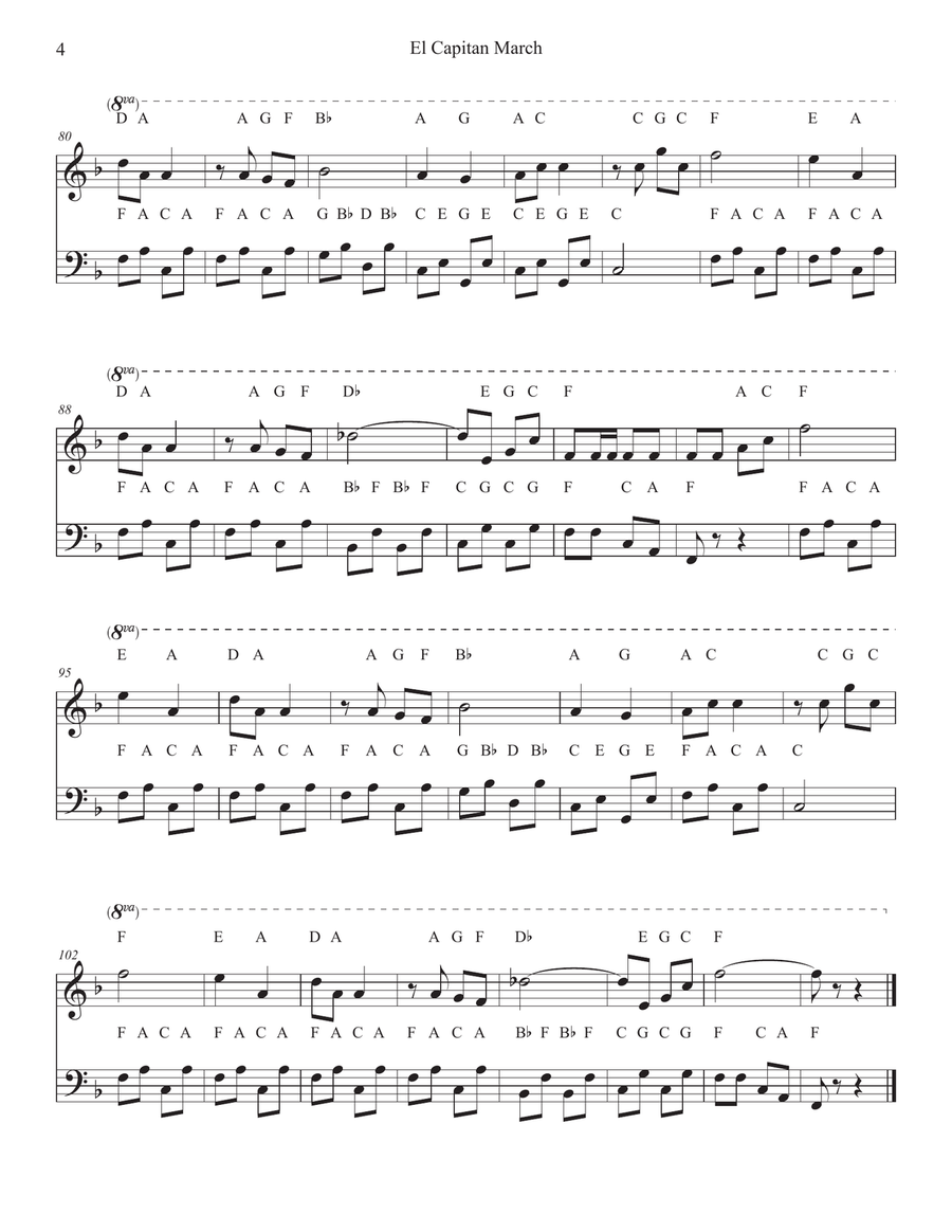 El Capitan March for Piano Easy Piano scores gallery preview page 4