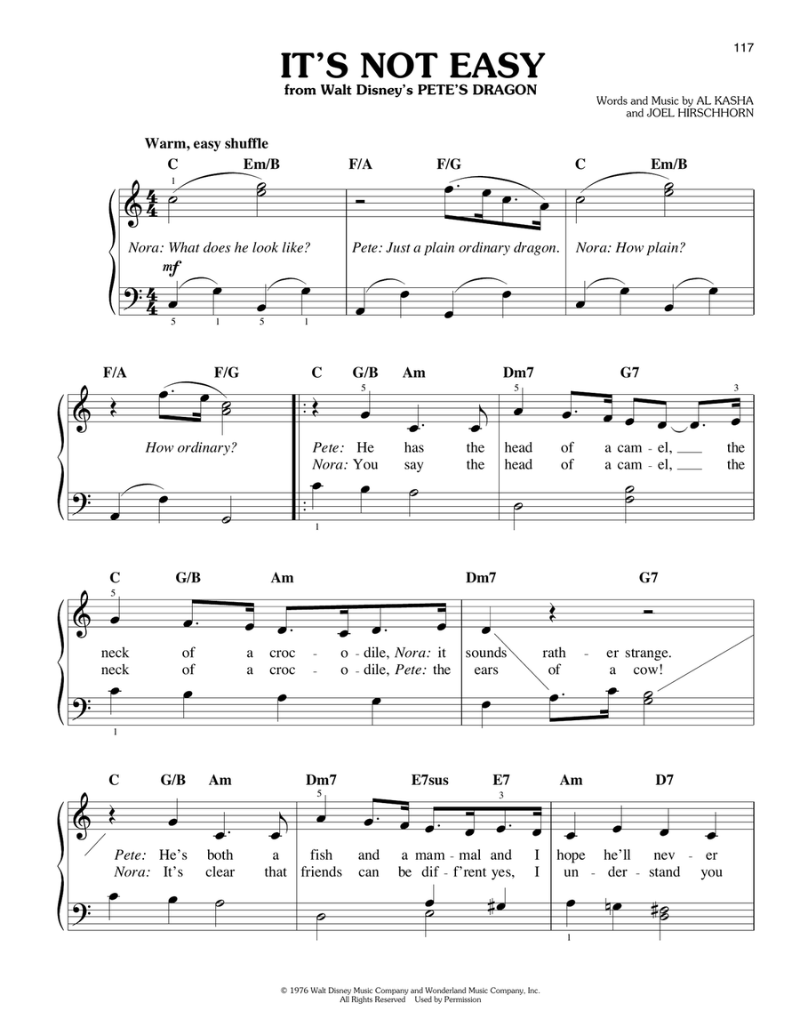 It's Not Easy (from Pete's Dragon) Easy Piano scores gallery preview page 1