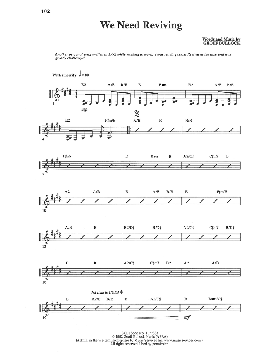We Need Reviving (Rhythm Chart) Piano scores gallery preview page 1