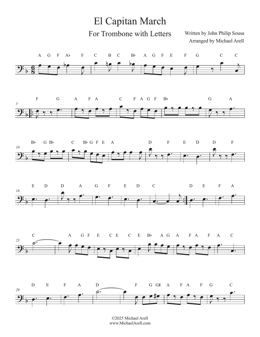 El Capitan March for Trombone Bass Trombone scores gallery preview page 1