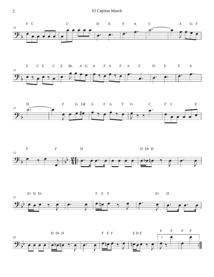 El Capitan March for Trombone Bass Trombone scores gallery preview page 2