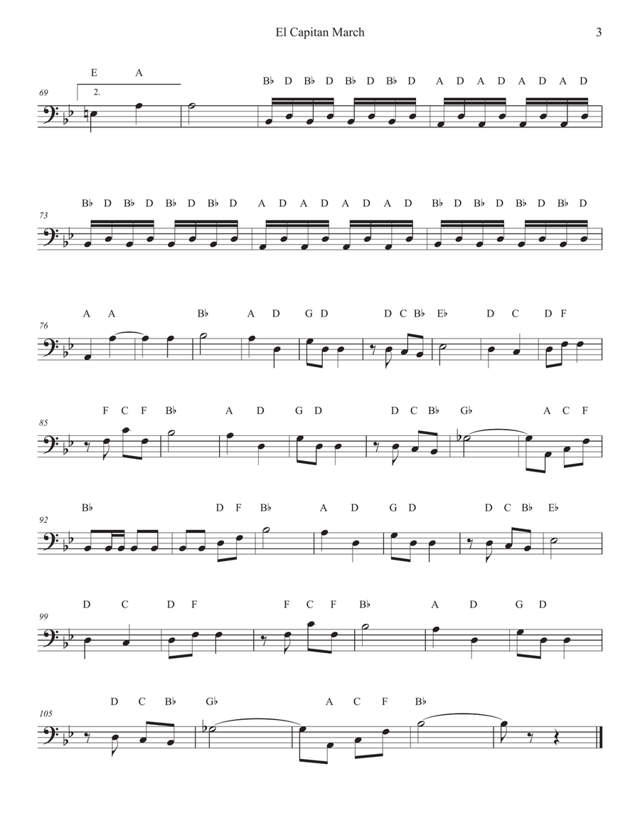 El Capitan March for Trombone Bass Trombone scores gallery preview page 3