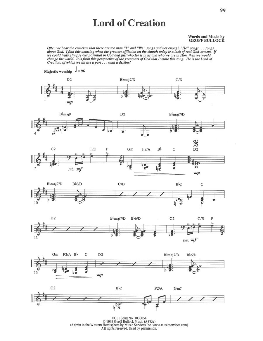 Lord of Creation (Rhythm Chart) Piano scores gallery preview page 1