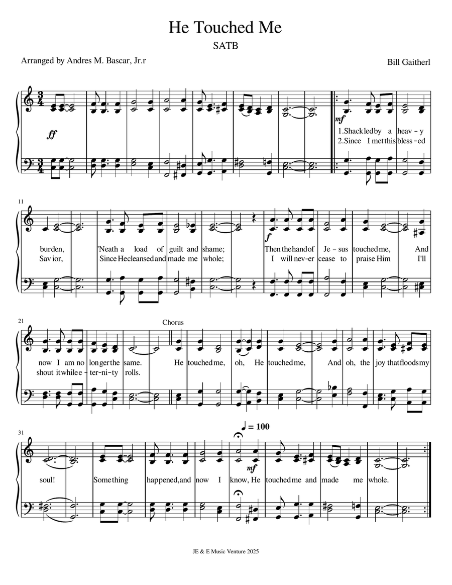 He Touched Me He Touched Me A Cappella scores gallery preview page 1