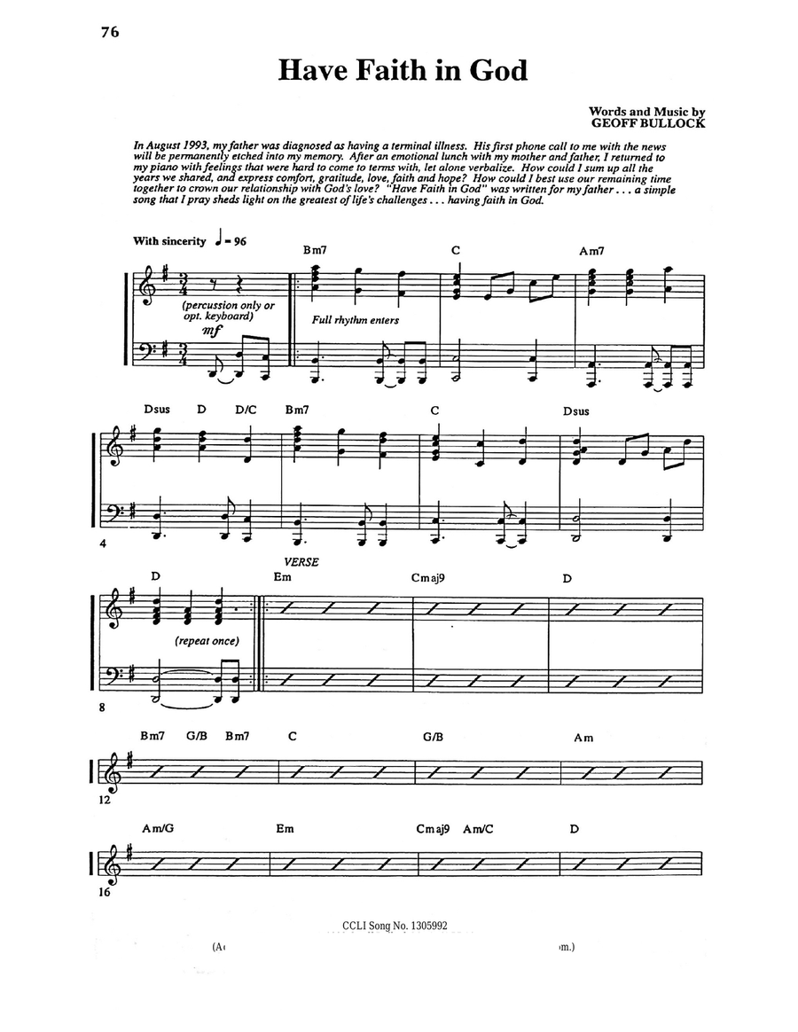 Have Faith In God (Rhythm Chart) Piano scores gallery preview page 1